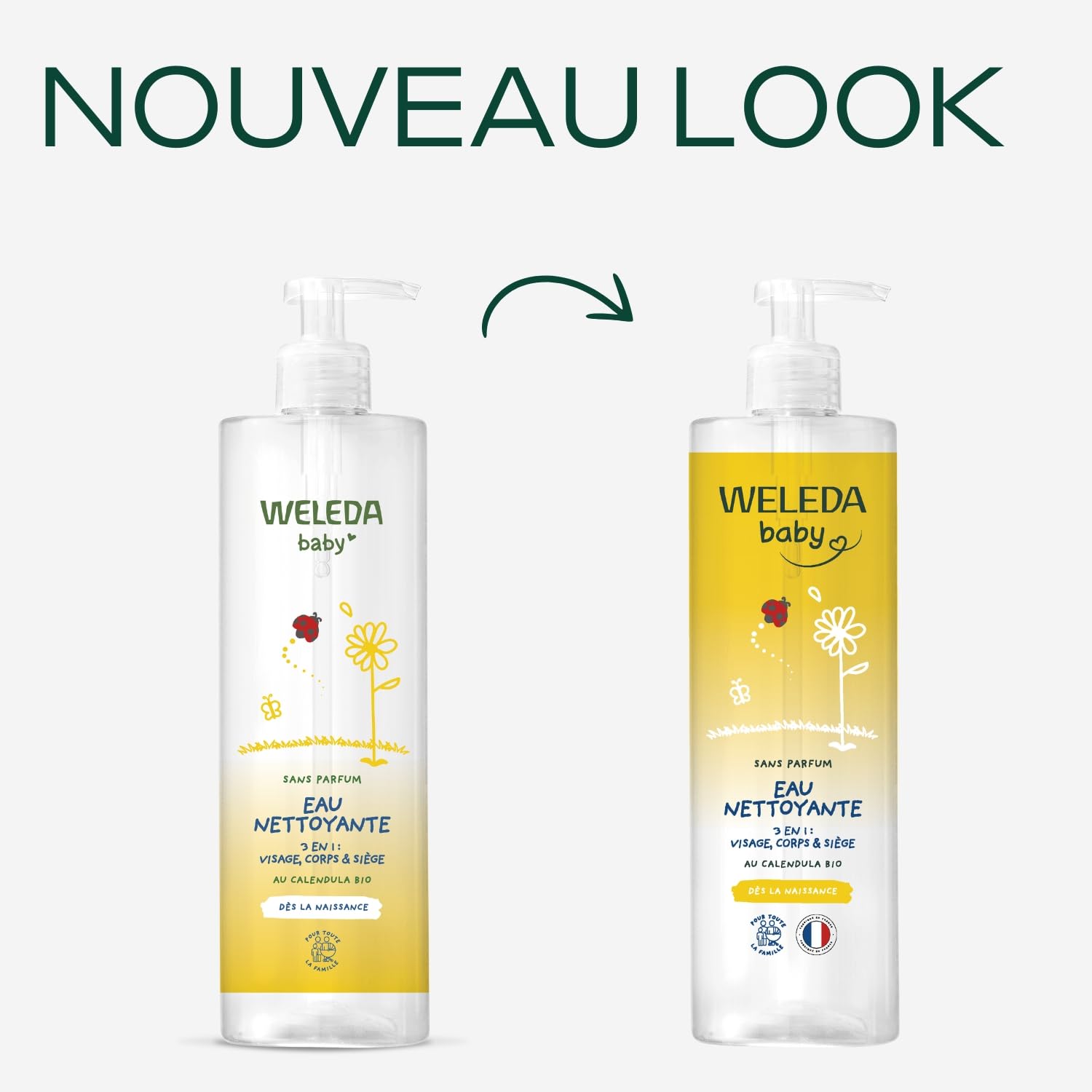 WELEDA - Eau nettoyante au Calendula sans parfum - Nettoie en douceur - Pour la toilette quotidienne des peaux délicates des bébés et des jeunes enfants - / - 400 ml