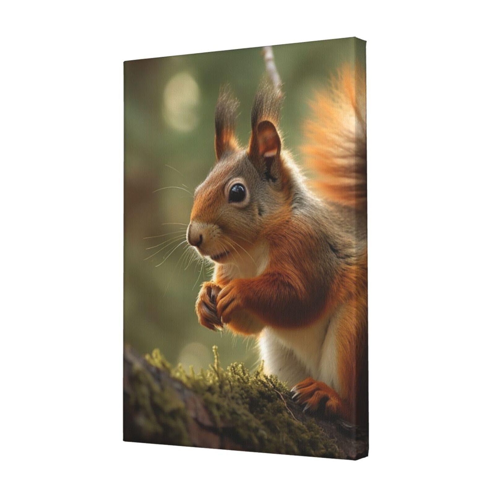 FodPand Wildlife Forest Squirrel Canvas Wall Art for Living Room Wall Decor 12"x18" Modern Artwork Painting Pictures Hanging Canvas Prints Aesthetic Wall Art for Bedroom Bathroom Office Wallart Decor