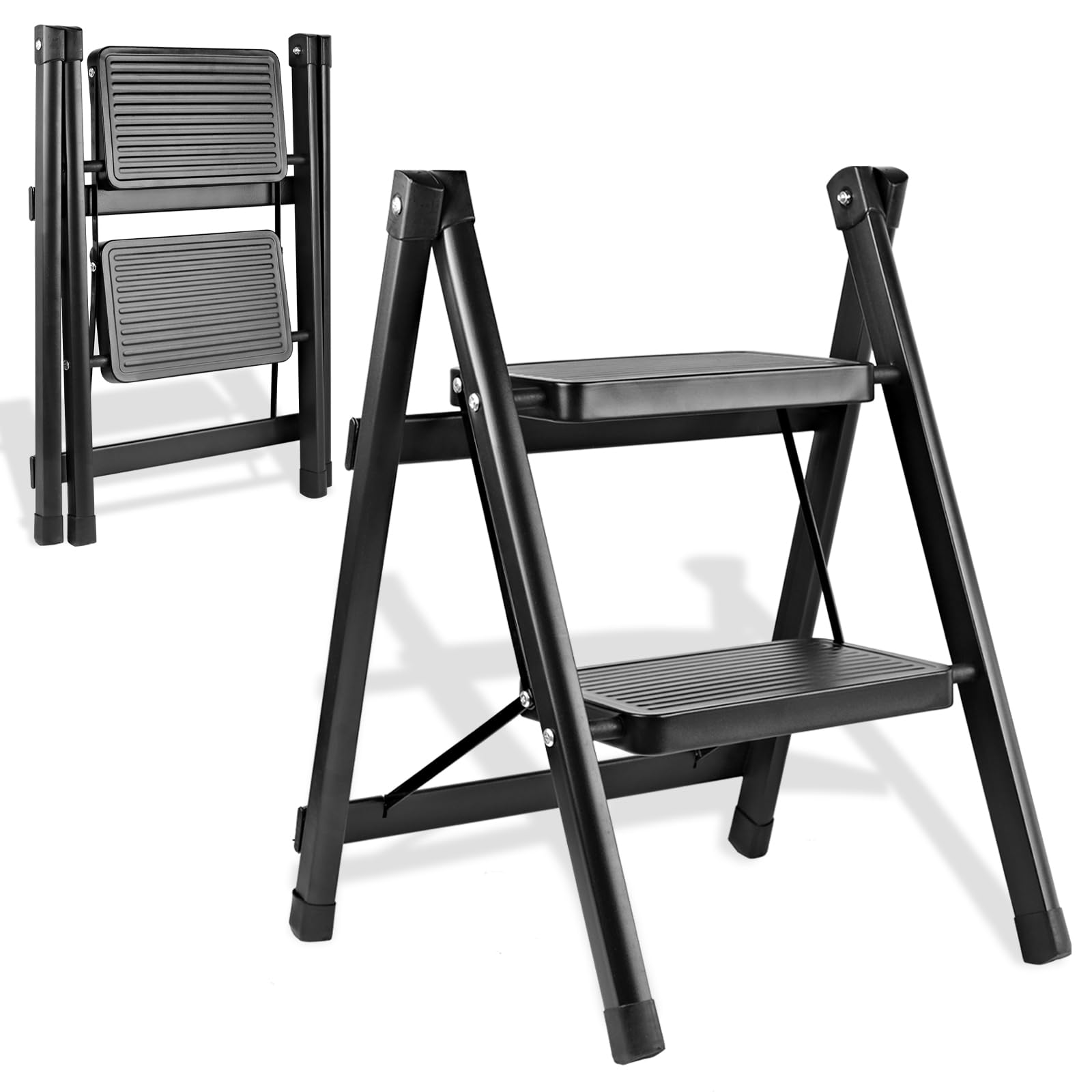Photo 1 of 2-Step Ladder, Folding Step Stool for Kitchen/Closet/Garage, Sturdy & Lightweight Aluminum Handy Ladder, 250 lbs Capacity, Anti-Slip Pedals, Compact & Portable for Home DIY & Everyday UseLPNO457660045

