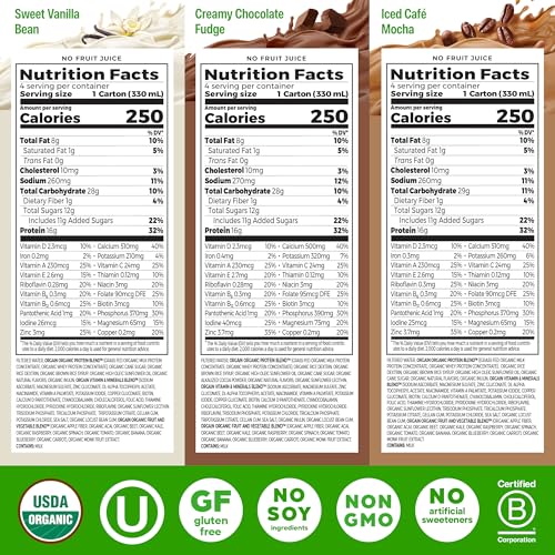 Image of Orgain Organic Nutritional Protein Shake, 16g Grass Fed Whey Protein, Meal Replacement, 20 Vitamins & Minerals, Fruits & Vegetables Variety Pack, Chocolate, Vanilla, Mocha, 11 Fl Oz (12 Pack)