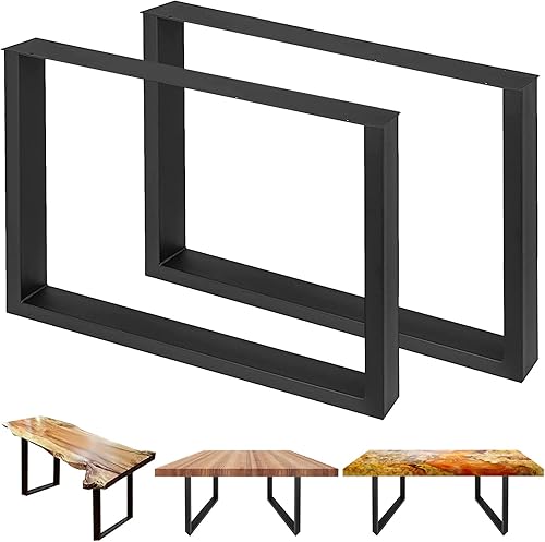 VEVOR Patas de metal para mesa, juego de 4 patas de banco resistentes de 28 pulgadas con protectores de suelo de goma, color negro