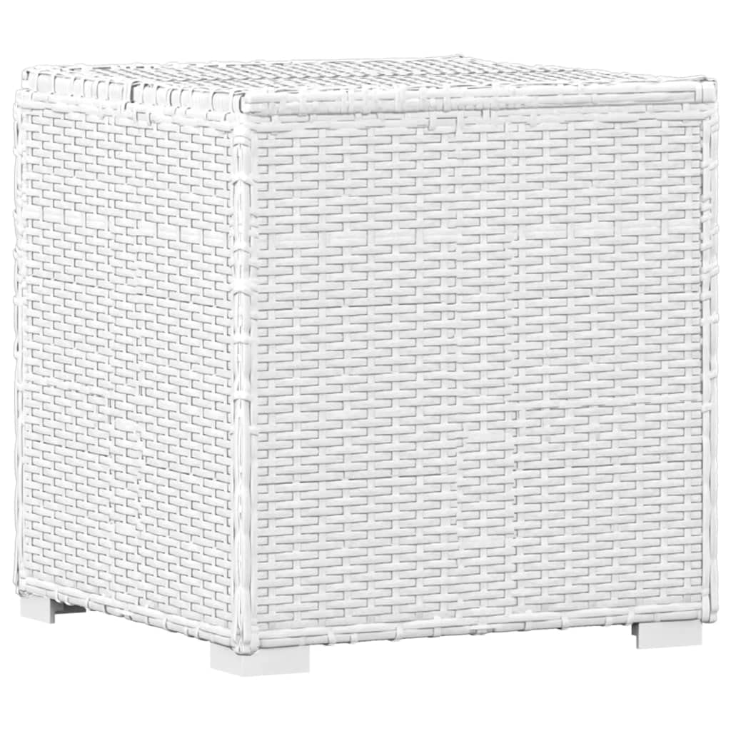 Chaise d'extérieur - Chaise longue de camping - Chaise longue de plage - Chaise longue avec coussin et table basse - En polyrotin - Blanc - Pour patio, plage, terrasse, piscine