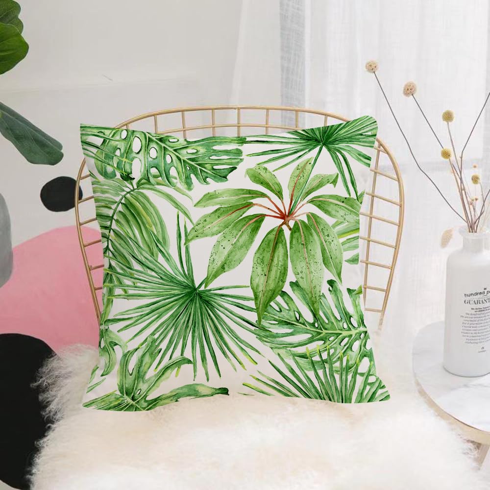 HYOSXW Cushion Cover,Throw Pillow Case Home Decorative for Living Room Bedroom Sofa Chair 16X16 Inch,Green Leaf Tropical Palm Tree Leaves,Pillowcase 40X40cm