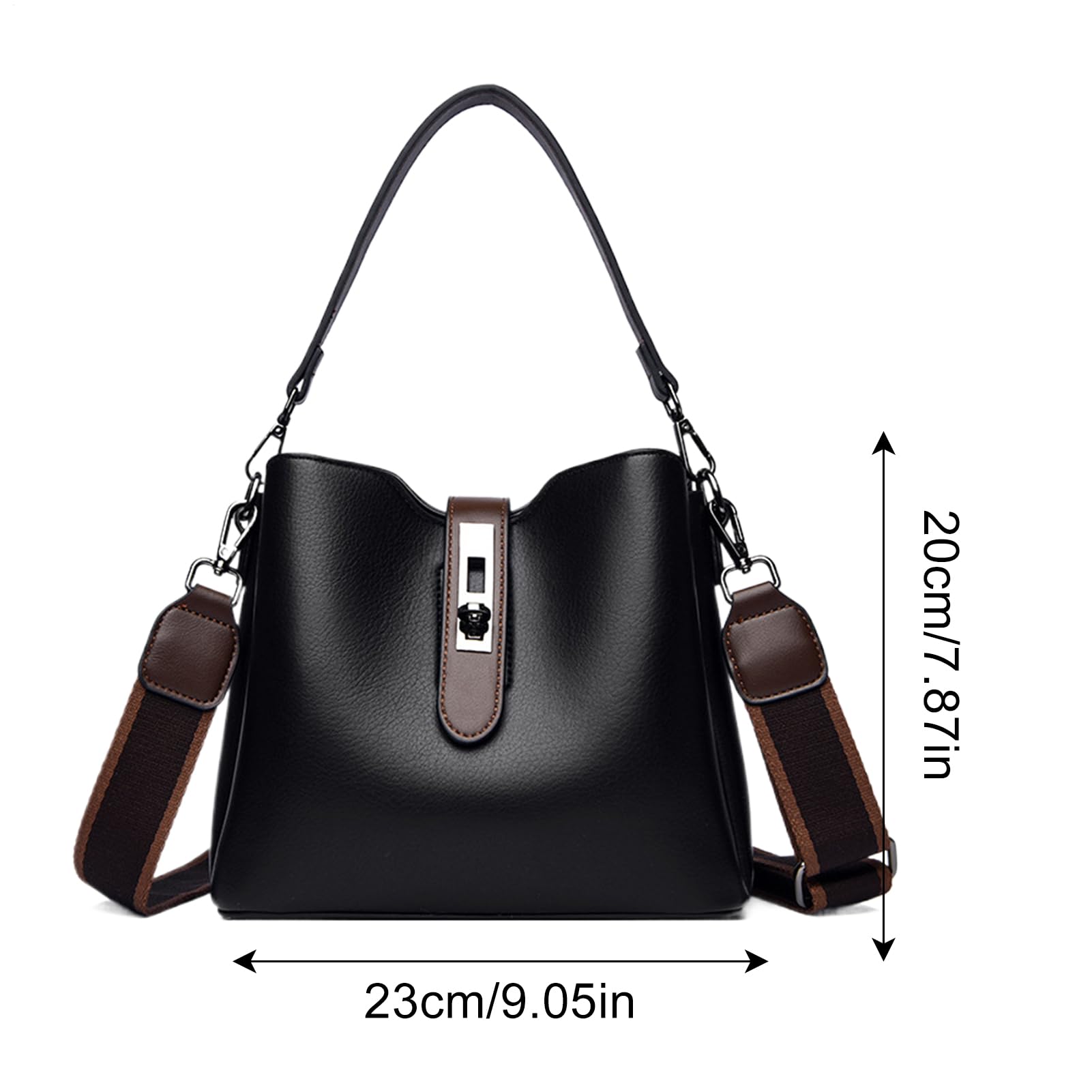 Torba typu bucket dla kobiet, torebka na ramię z portfelem, regulowany pasek, modna skóra hobo, stylowa torebka ze skóry PU dla żony, na podróż, zakupy, codzienne wyjścia, 23 x 10 x 20 cm