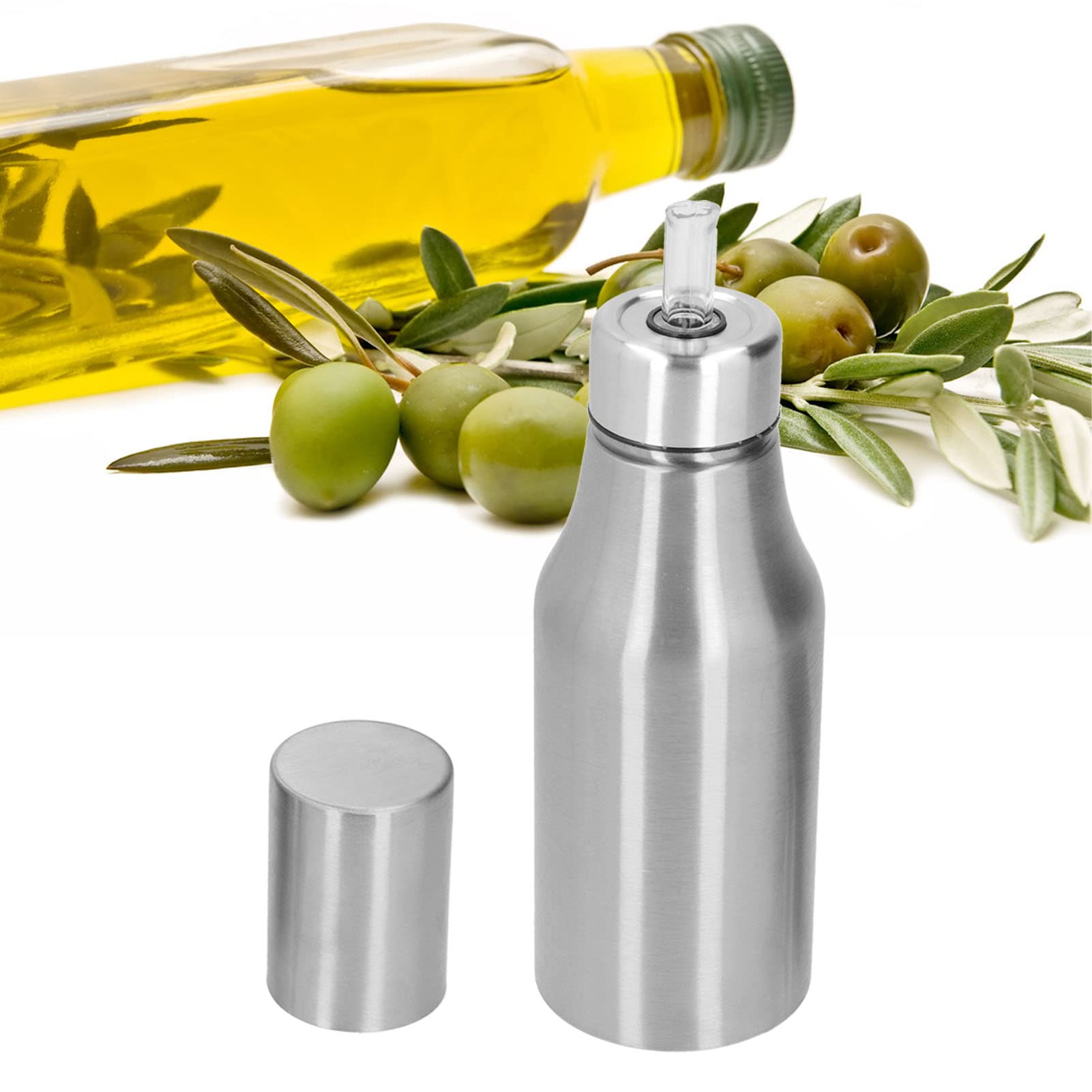 Edelstahl-Ölspender 500 Ml – Auslaufsicher, Staubdicht, Ideal Für Olivenöl, Essig & Sojasauce