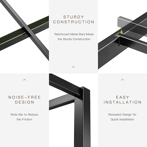 Miniatura 10 de ikalido Marco de cama con dosel de metal de tamaño matrimonial, marco de cama moderno con plataforma de cuatro posters, base de colchón, espacio de