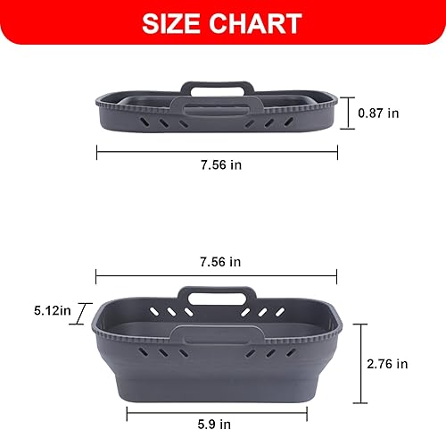 Miniatura 6 de Forros de silicona para freidora de aire pequeños, forro rectangular plegable de 7.56 x 5.12 pulgadas, bandejas reutilizables antiadherentes para