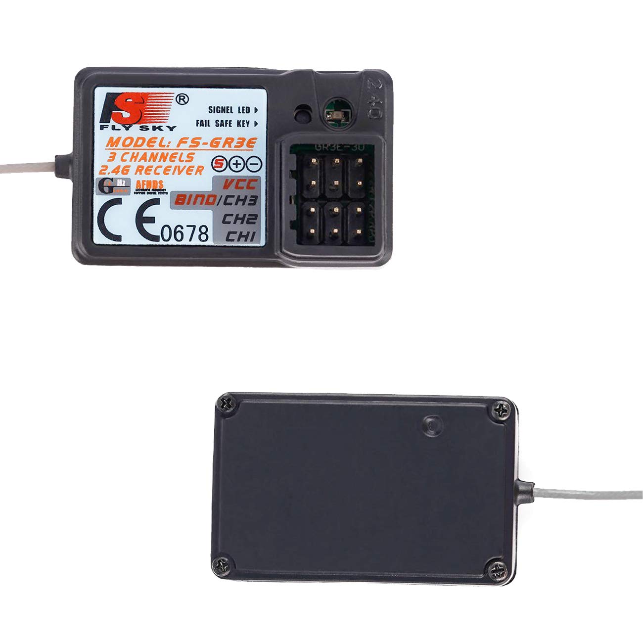 Flysky - Receptor FS-GR3E, resistente al agua, 3 canales, frecuencia 2.4G, receptor de 5 V CC para FS-GT2 FS-GT2B FS-GT3B FS-GT3C FZ-IT4S RC transmisor de barco Geekstory