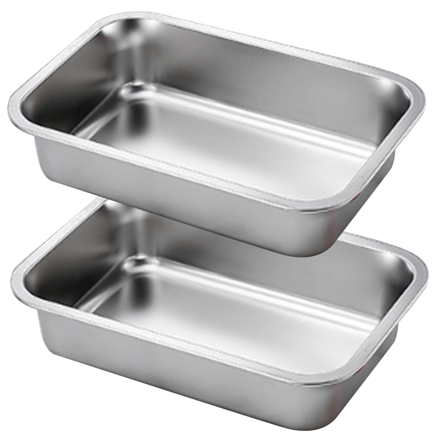 CAKEEYUM 2PCS 9x13 Inch Stainless Steel Lasagna Pan Rectangle Cake Pan Stackable Deep Baking for Brownie Casserole Cookie - Silver