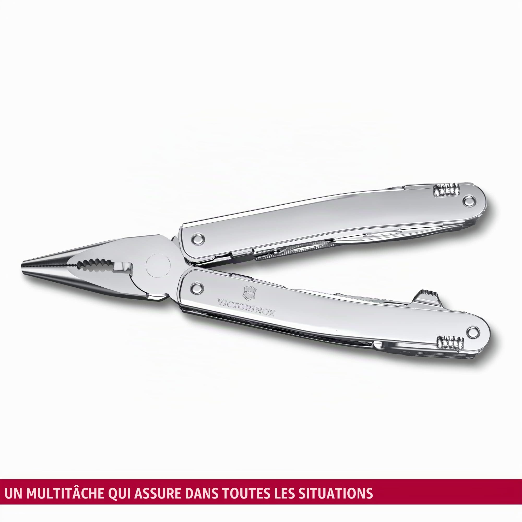 VICTORINOX Couteau Suisse Swiss Tool Spirit MX, 24 Fonctions, Outil Multifonction, y c. Pince, Tournevis, Ouvre-Boîtes, Étui-Ceinture Nylon, Argent