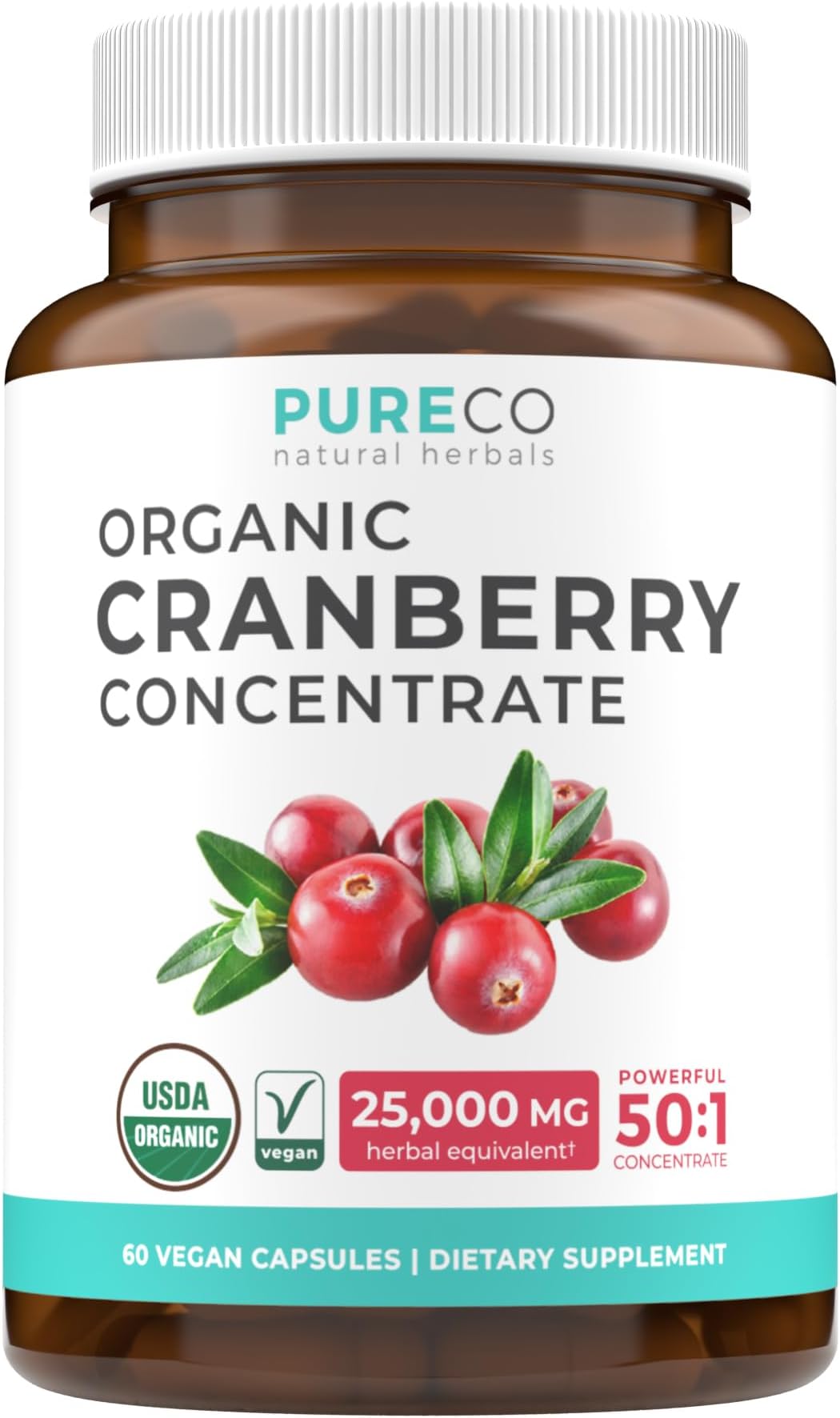 Organic Cranberry Pills - Vegan Supplement for Urinary Tract Health & Kidney Cleanse - Cranberry Pills for Women 500mg 50:1 Cranberry Concentrate Per Serving - Urinary Tract Support - 60 Capsules