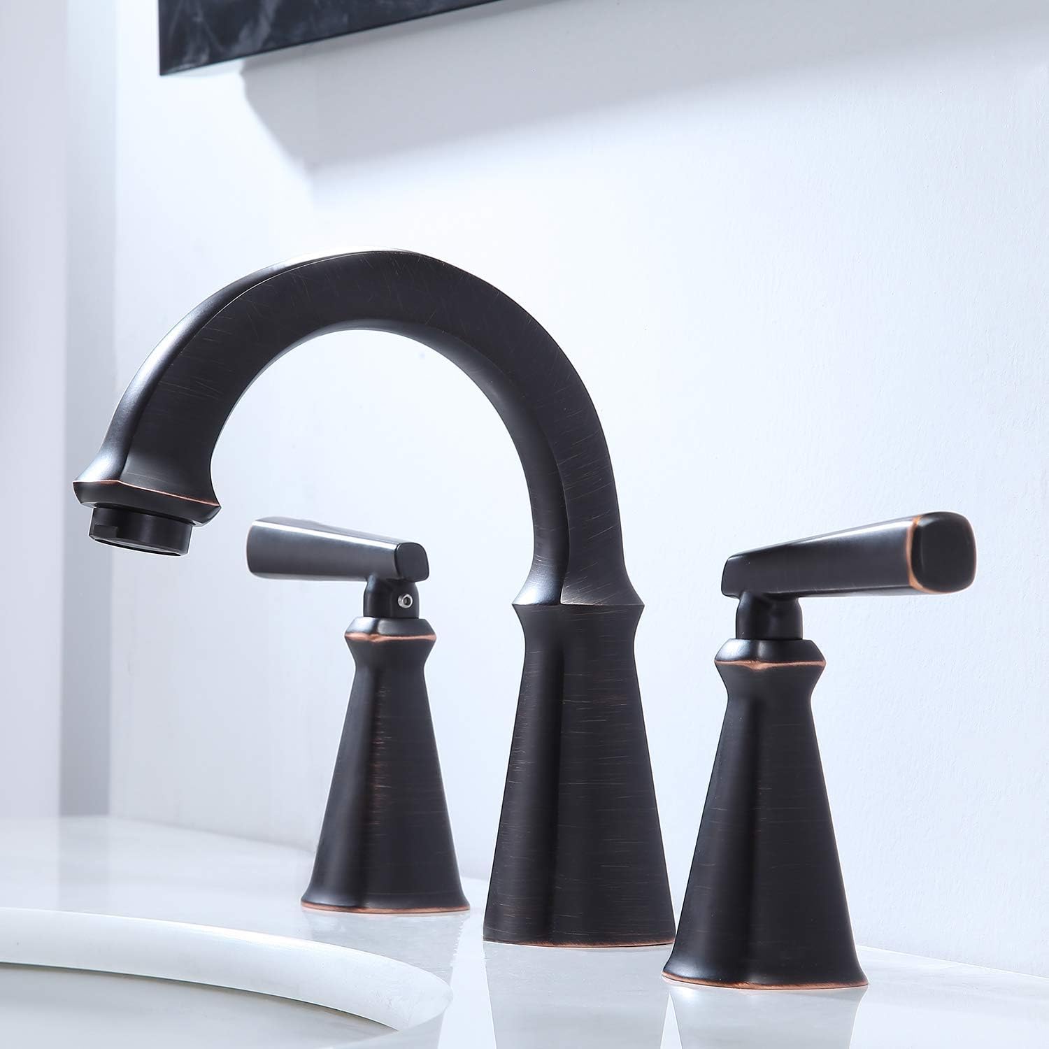 50% Off Discount Ufaucet Bathroom Faucet Commercial Antique 2 Handle Widespread Oil Rubbed Bronze , 3 Holes 8 Inch Brass Bathroom Vanity Lavatory Faucets