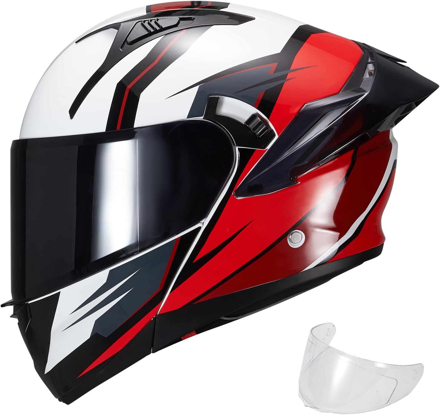Modular Motorcycle Helmet Dual Visor Flip Up Full Face Helmets SJ-809 DOT Approved for Adults Men Women (Gloss Velocity, XL) Gloss Velocity X-Large