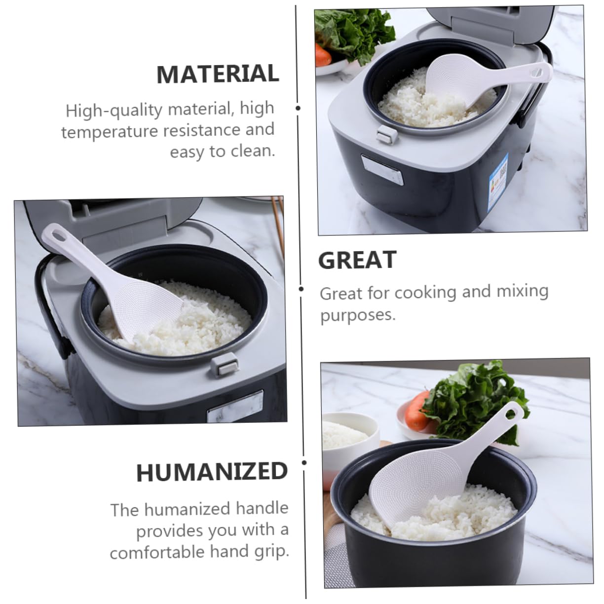 Cabilock 4pcs Plastic Rice Spoons Non Stick Kitchenware Lightweight Rice Paddles for Easy Serving for Cooking Outdoor Use