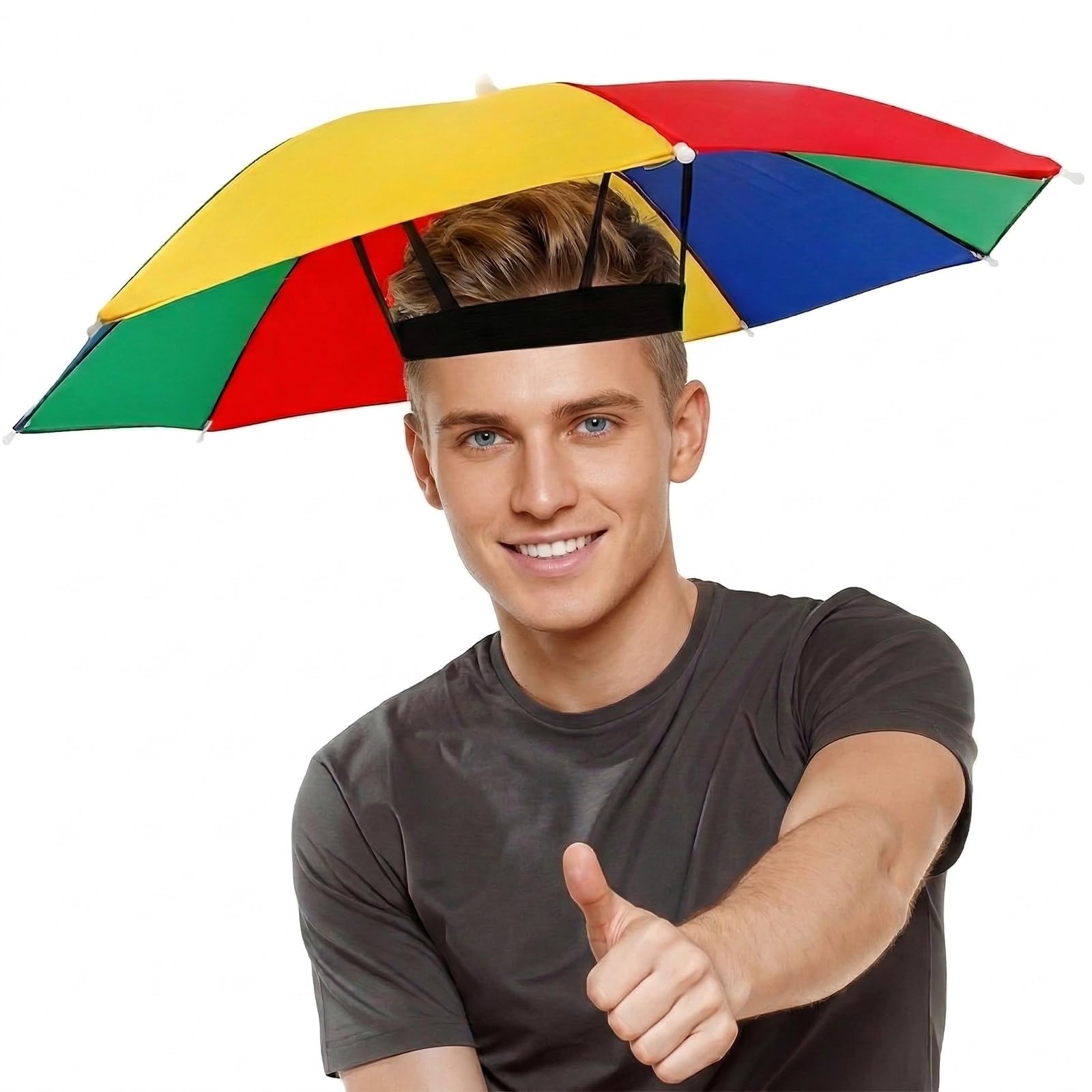 Cappello Ombrello, Cappuccio Mani Libere Fascia Elastica Protezione UV da Testa Pesca Campeggio Giardinaggio Golf