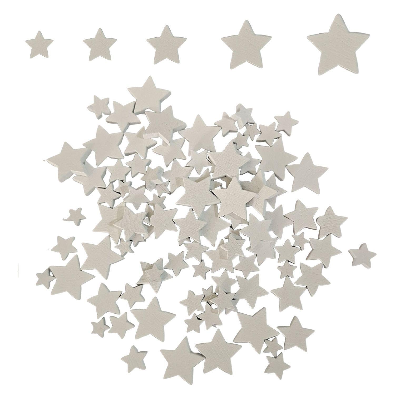 CYNOSURETECH 300 Pieces Of White Star Wood Chips, Star Decorations, Wooden Decorations, Diy Handicraft Materials, Desktop Decoration