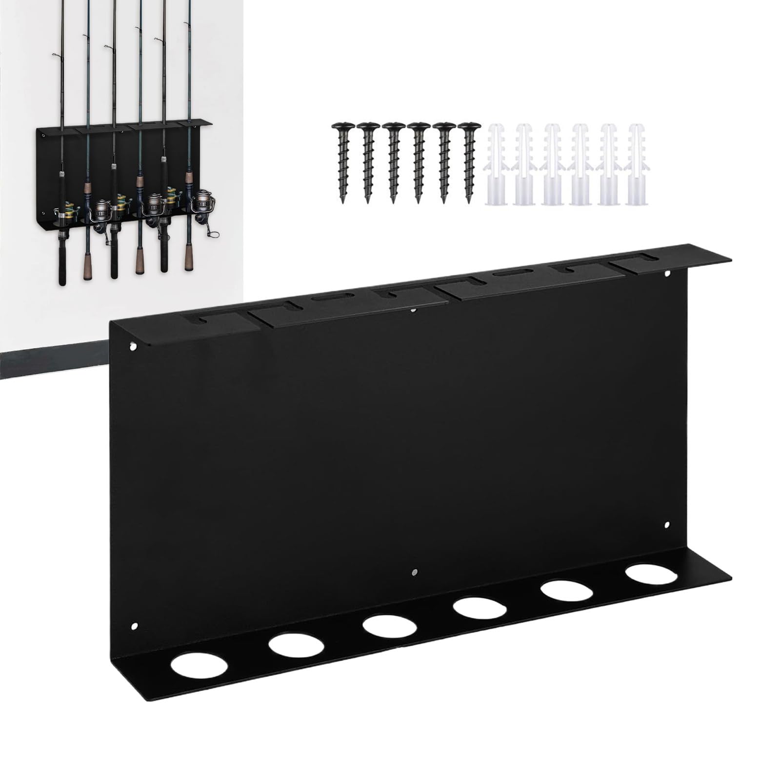 Rack et porte-canne à pêche en métal 6 emplacements pour sécuriser votre matériel au plafond