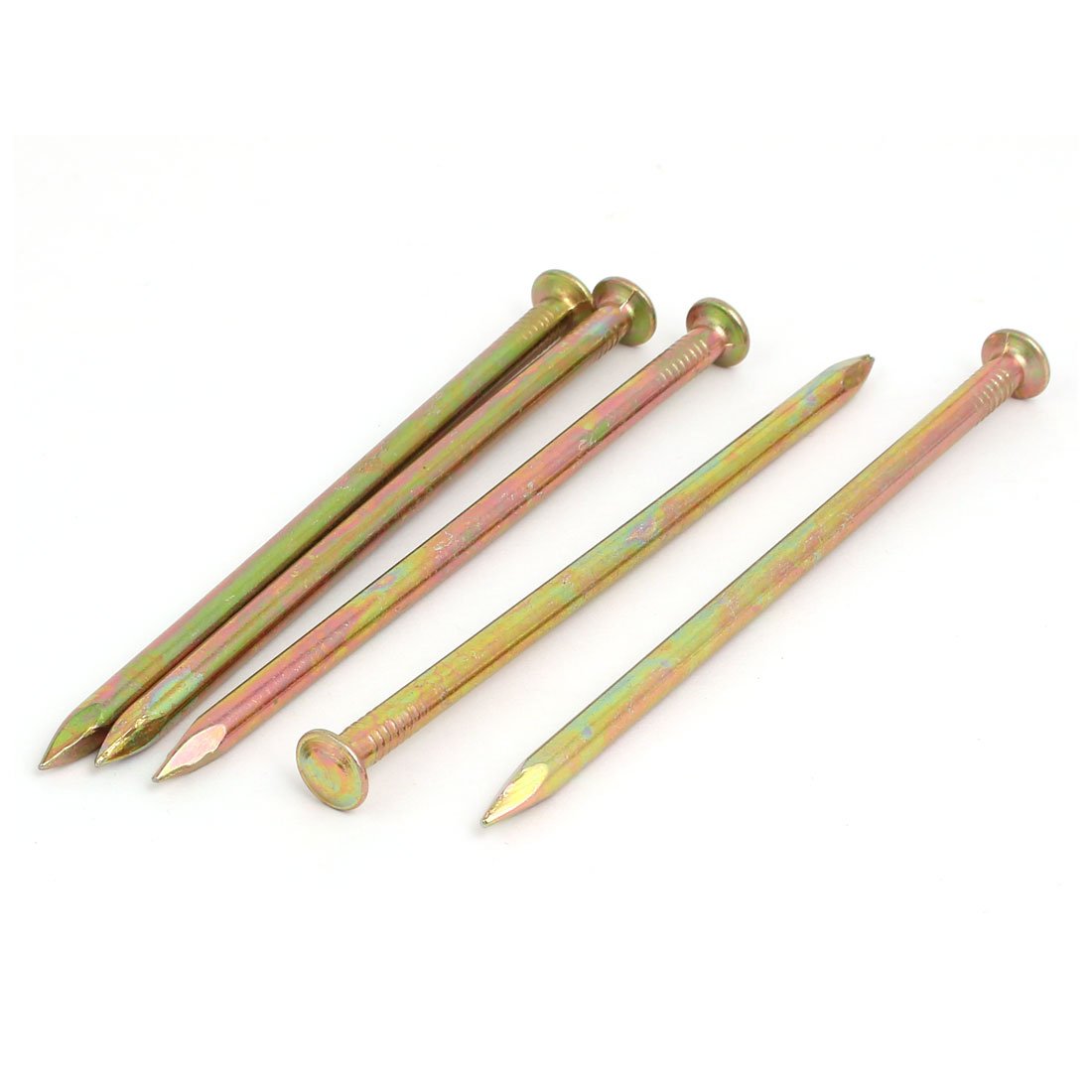 Aexit 100mm Length Fastener Fiber Concrete Cement Wall Zinc Alloy Point Tip Wire Nails 5pcs Model:69as157qo75