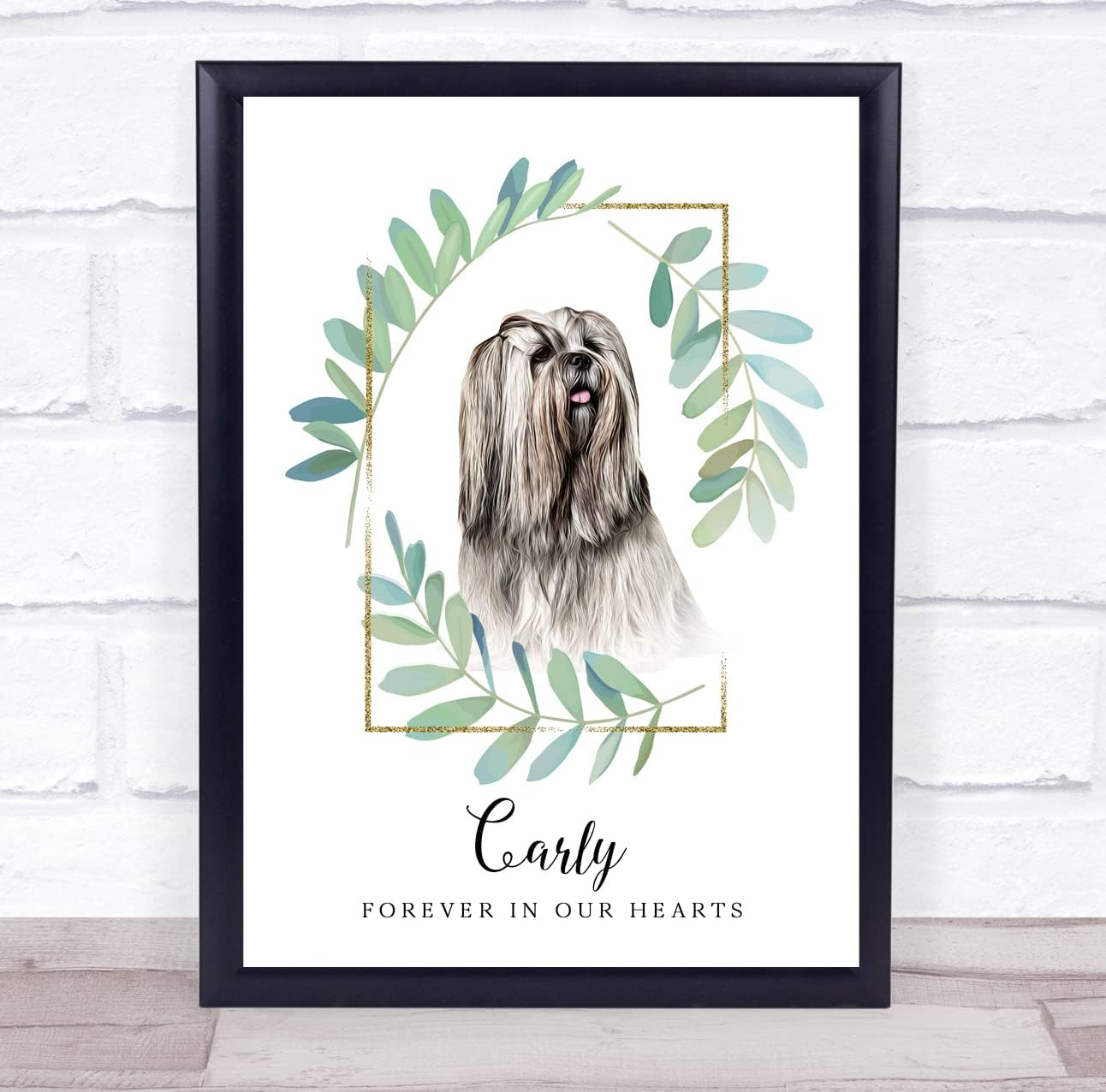 Lhasa Apso Leaves Memorial Forever in Our Hearts Dog Pet Personalized Gift Print