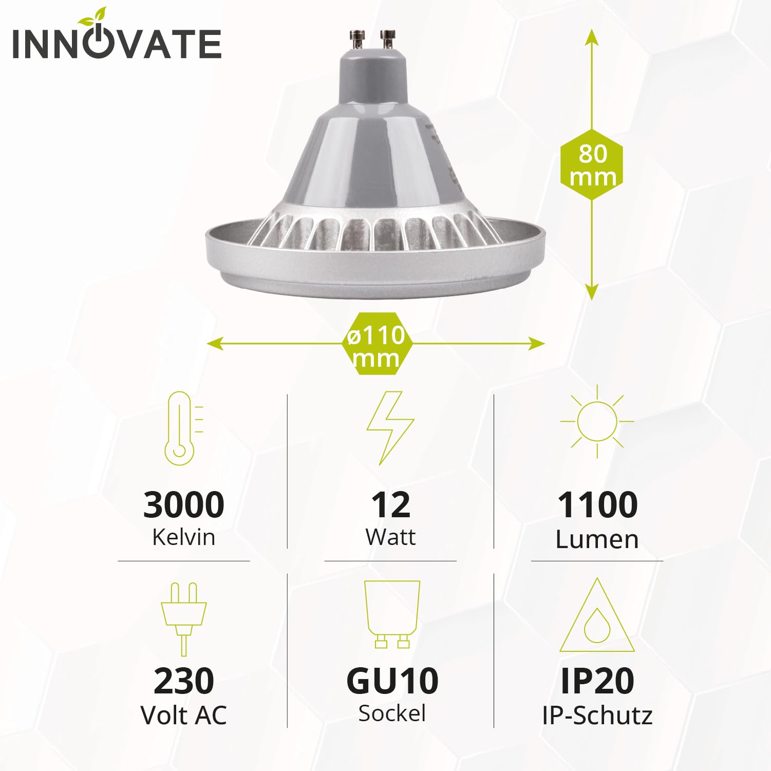 INNOVATE Spots LED d'intérieur à plafond dimmables Ampoule LED GU10