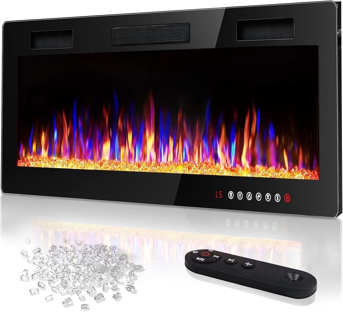 Vitesse 30 Inch Ultra Thin Electric Fireplace-Narrow Bezel Linear Fireplace Heater Recessed Wall Mounted, Remote and Screen Control, 8H Sleep Timer, Low Noise, 750/1500W for Living Room, Bedroom