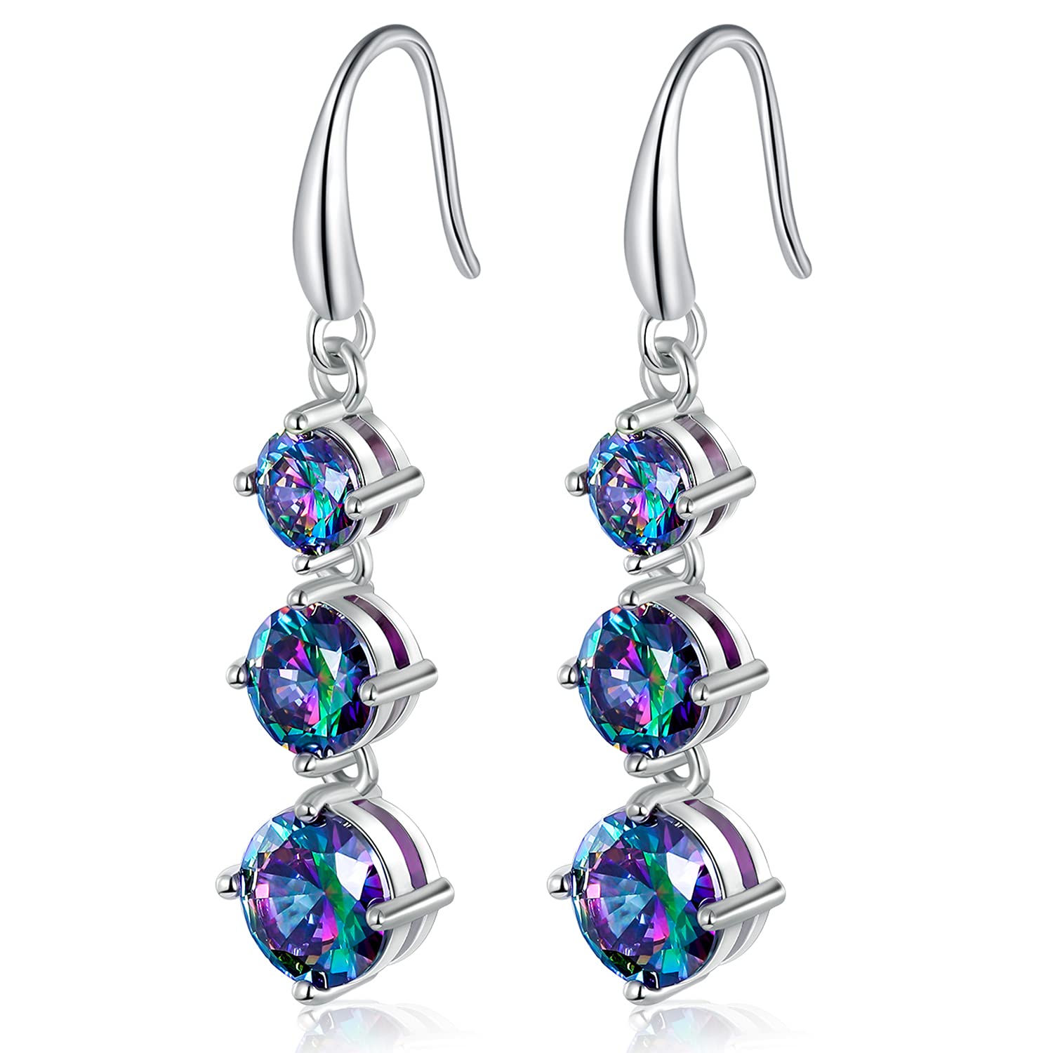 Dangle Earrings for Women 18K White Gold Plated CZ Drop Fishook Earings Fashion Jewelry Gift