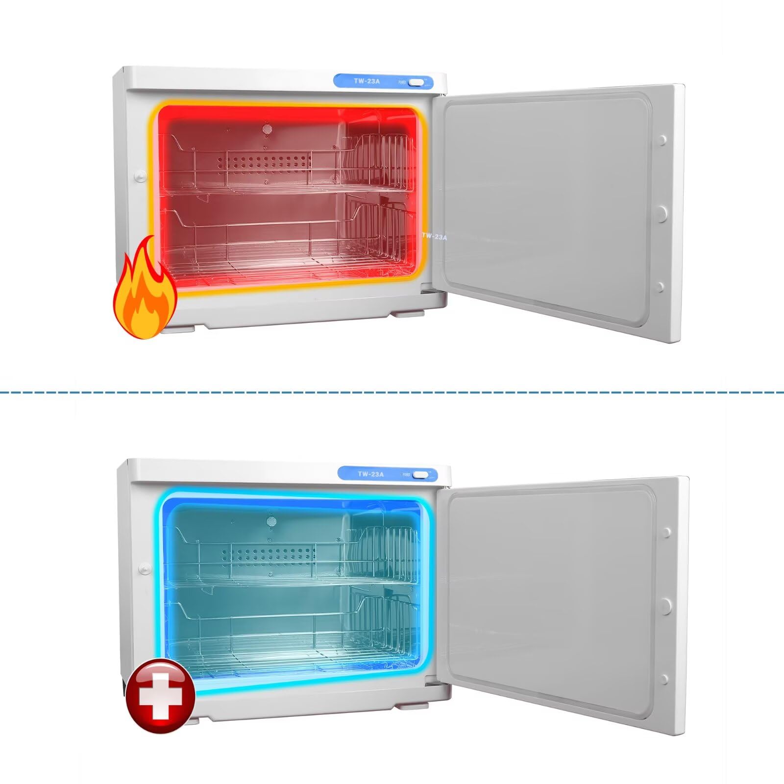 23L Handtuchwärmer Kosmetik Kompressen Towel Handtuch Wärmer | Handtuch Hot Cabinet UV-Licht Sterilisator Friseursalon Kosmetikstudio, Grosses Volumen von 23 Liter für 50 - 60 Handtücher