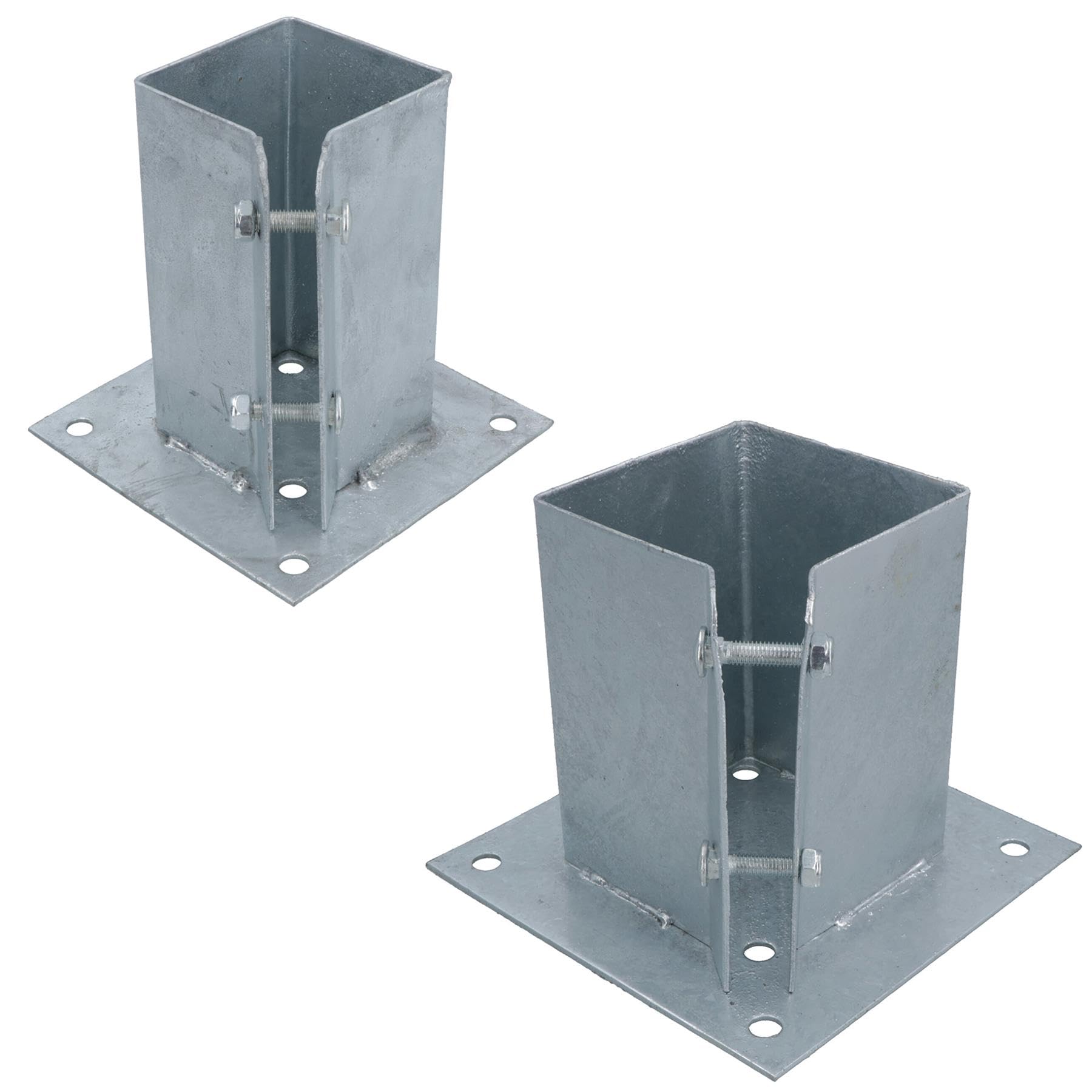 Fence Post Bolt Down Shoe Holder Support Clamp Galvanised 75 x 75mm 2PK