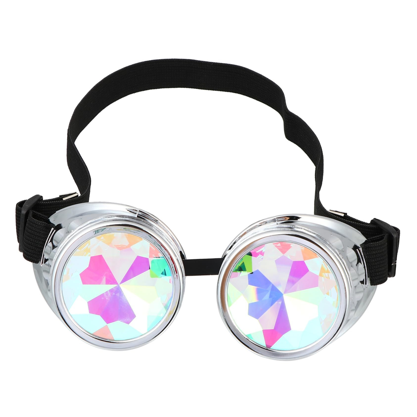 Ipetboom Fashion Steampunk Rave Kaleidoscope Glasses Light up Festival Goggles Rainbow Crystal Lens