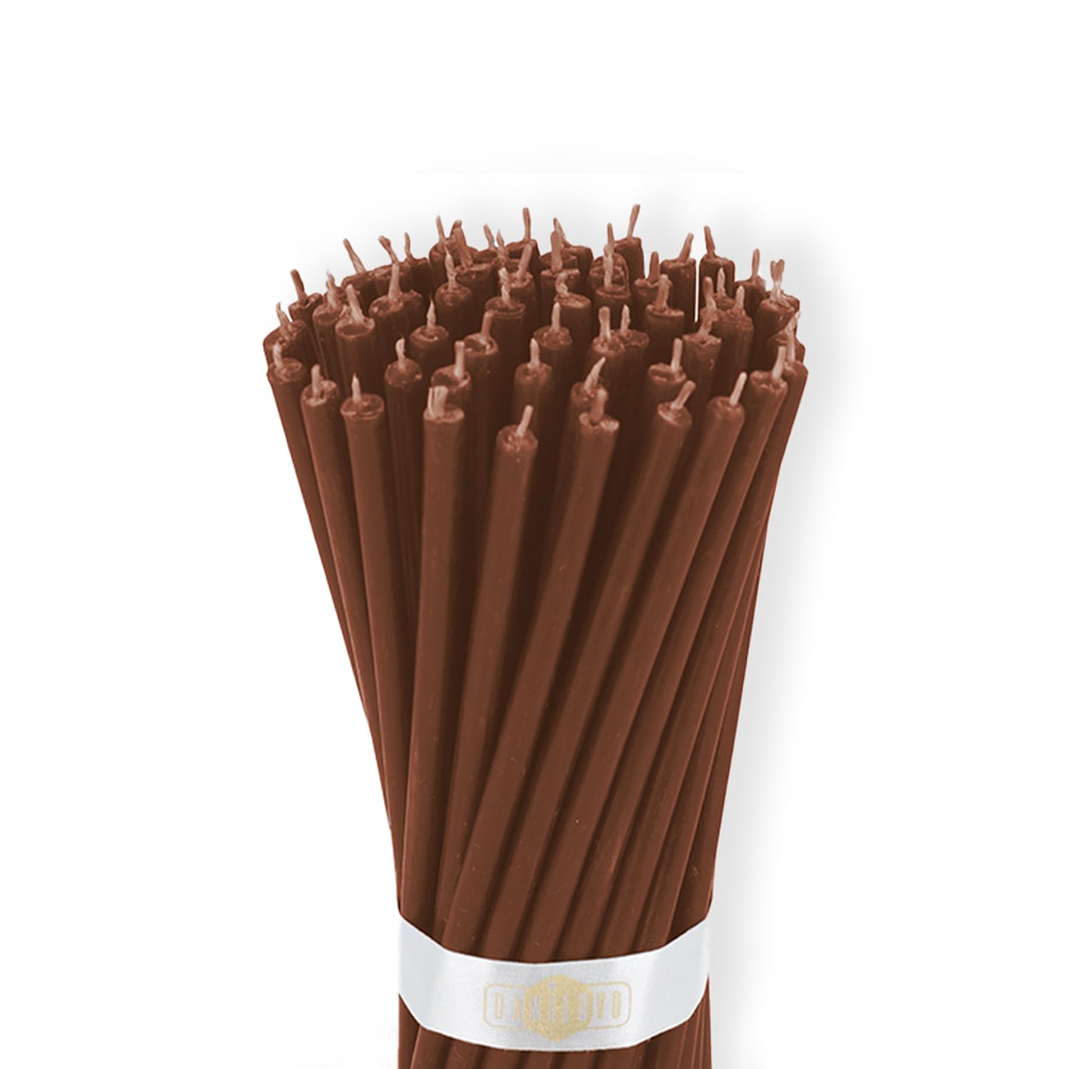Danilovo Brown Thin Taper Beeswax Candles - Honey-Scented, Decorative Candles Ideal For Birthday Decoration Or Church Prayers - Drip Free, Tall & Smokeless Pack Of 50 Pcs, 16 X 0.5 Cm