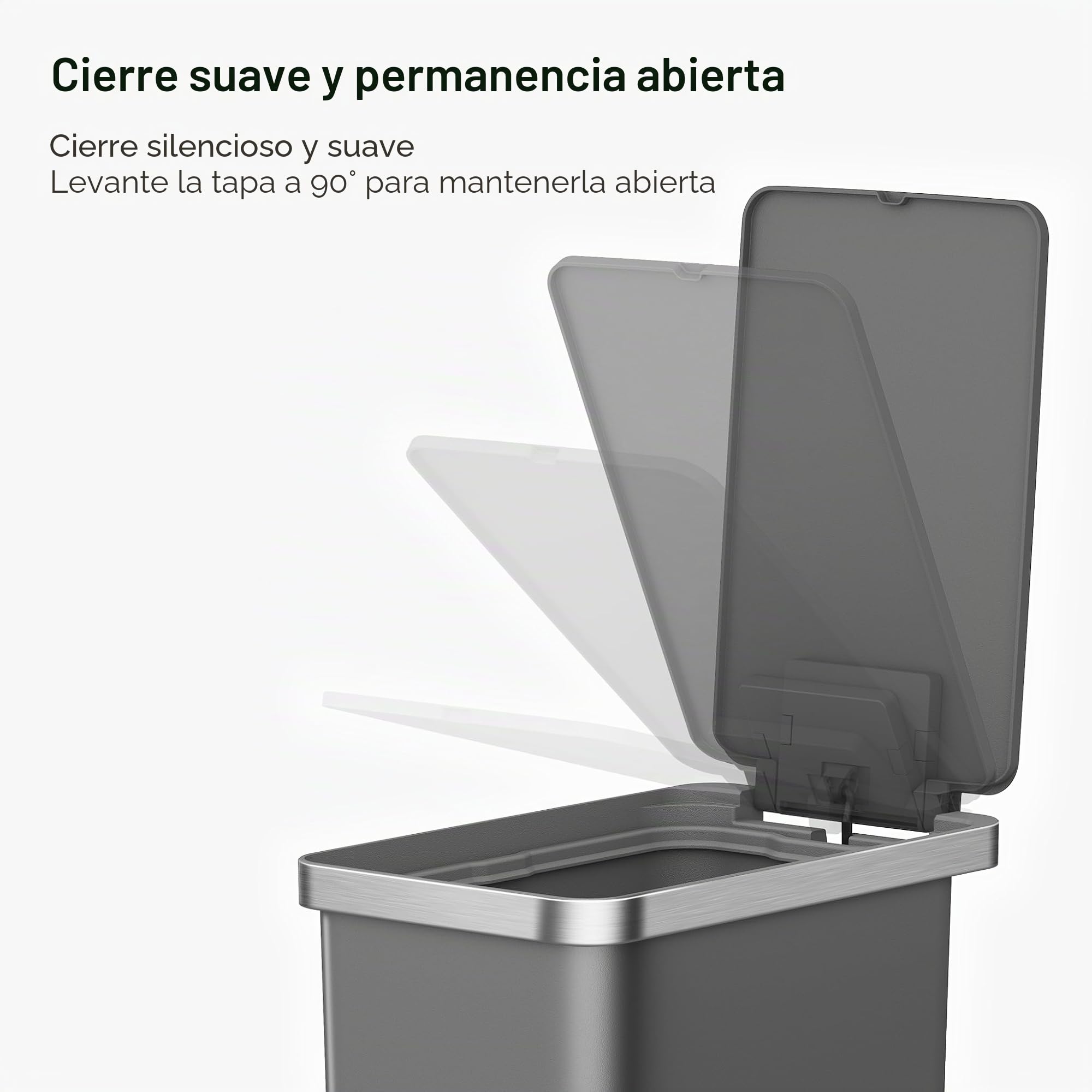 EKO Hana - Cubo de basura con pedal de cocina de 30 L, con ruedas integradas para cocina y uso doméstico, color gris