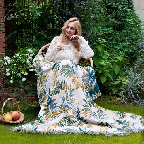 Image of LUTBM Boho Throw Blanket for Bed 60 inchx80 inch, All Season Cotton Couch Blankets