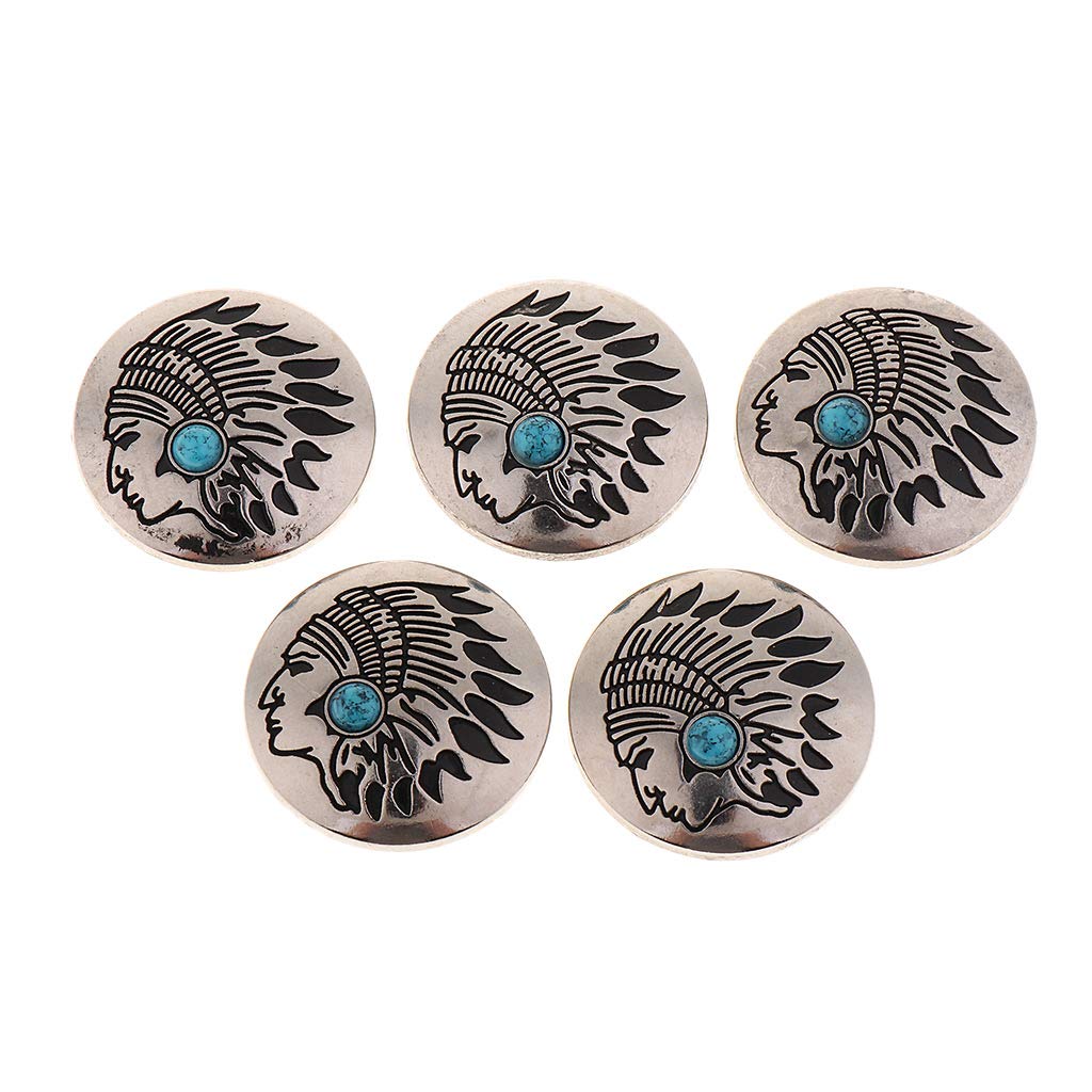 GORGECRAFT 10 Set Bottoni Blu Turchese Conchos Rotondi Unico Occhio in Metallo Fibbia Decorativa Fusioni Bottone A Vite con Finto Turchese Sintetico e Vite di Ferro per Accessori di Pelletteria