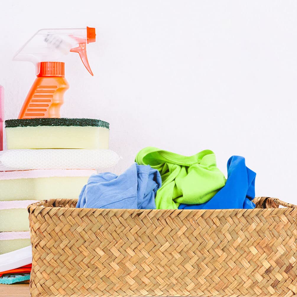 Cesta de almacenamiento de ratán, cesta decorativa, cesta de , cesta de algas marinas, cesta de almacenamiento, cesta para la ropa sucia, organizador para baño, cocina, salón