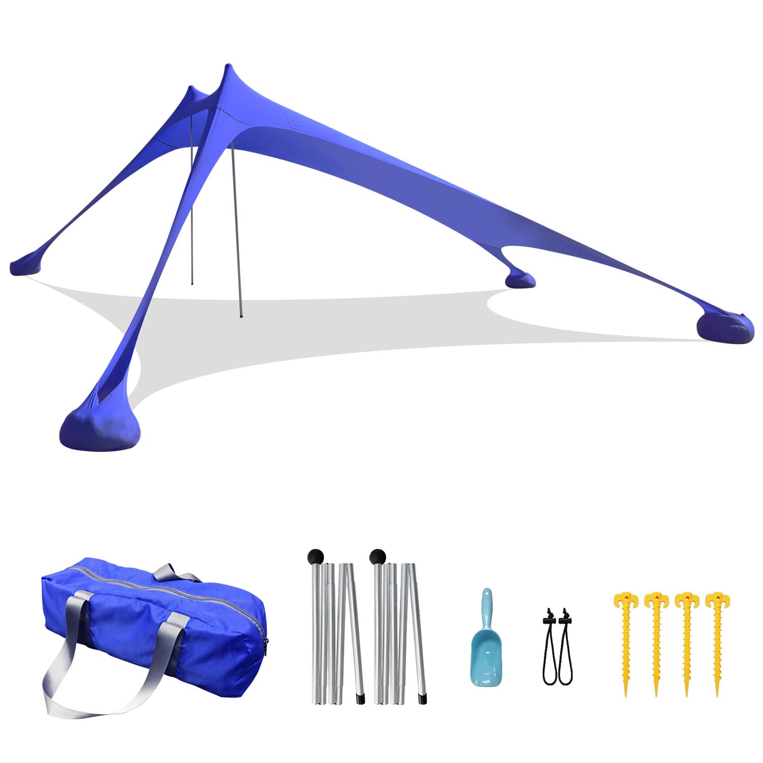 TentHome Tienda de campaña de playa, sombra, playa, camping, toldo impermeable para el sol, piscina, piscina, piscina, Shades Voile Camping, 2 postes, 210 x 210 x 170 cm (azul marino)