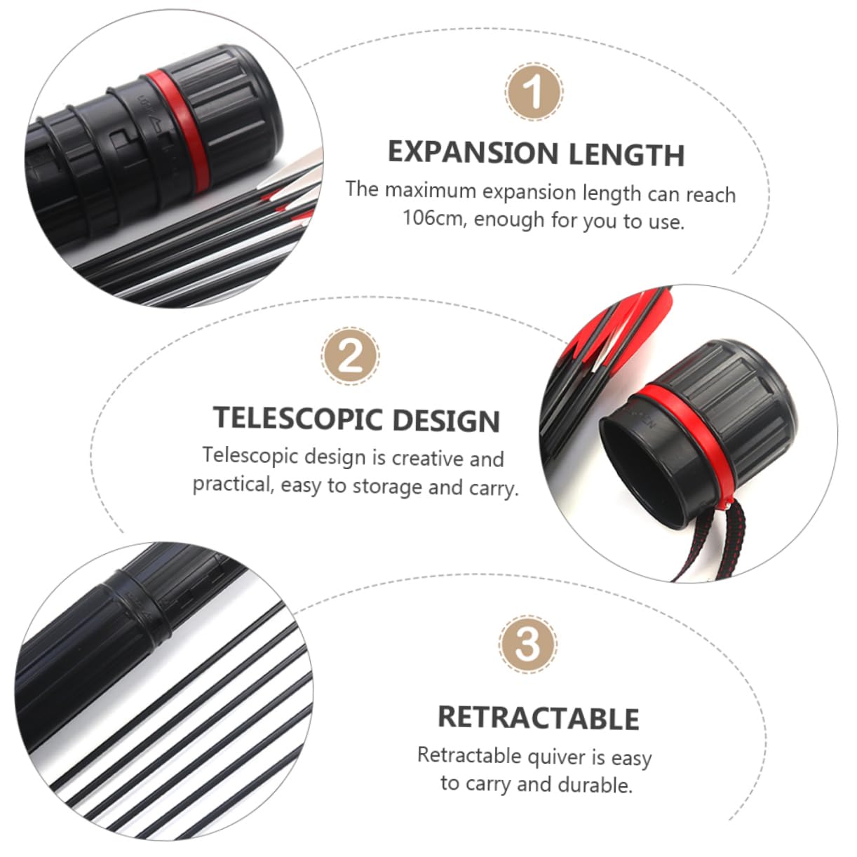 Yardwe 1Pc Retractable Quiver for Arrows Arrow Backpack Expands Up to Convenient and Design for Hunting and Target Practice