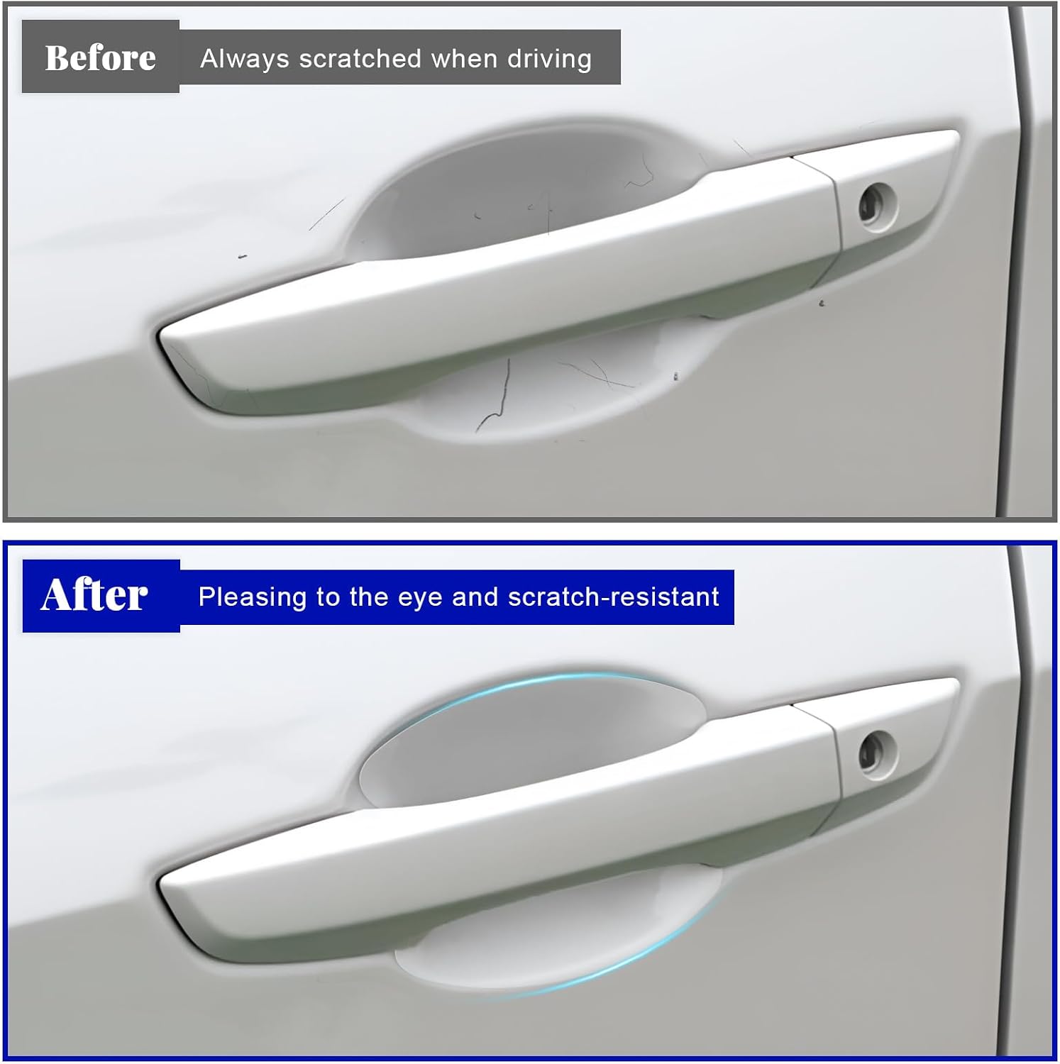 8PCS Car Door Handle Protector, Waterproof Anti-Scratch Film Clear Invisible Auto Door Bowl Sticker, Non-Marking Self Adhesive Handle Cup Scratch Guard for Most Vehicles (8 PCS)