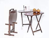 Vista 1 de OISTRIA - Juego de 4 bandejas de TV grandes, mesas plegables con soporte de madera de gran tamaño, portátil, libro electrónico