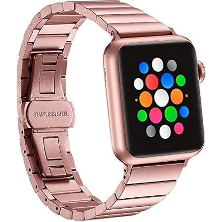 Platinum - Link Stainless Steel Band for Apple Watch 38mm - Rose Gold :  Cell Phones \u0026 Accessories