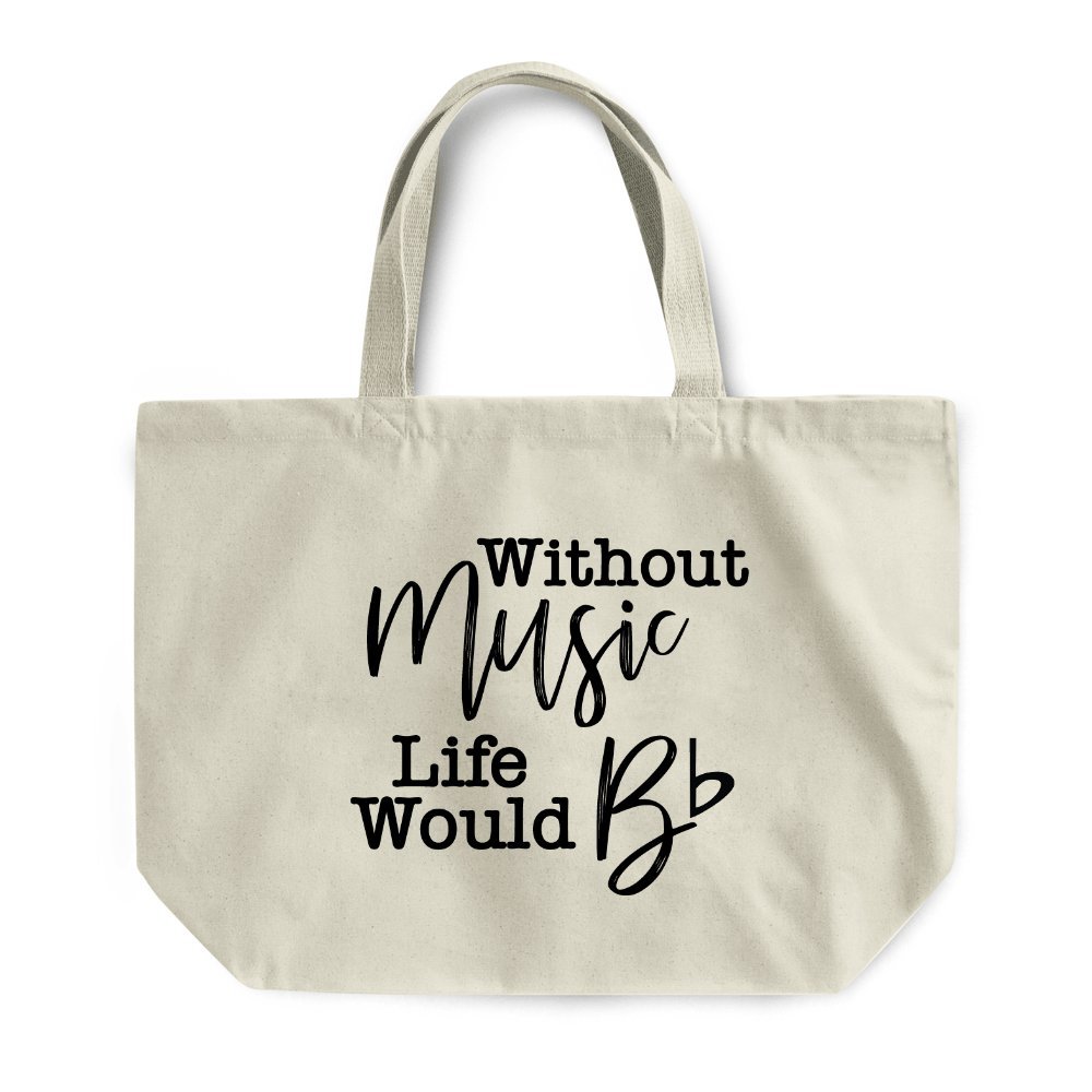 Kickass Tees Without Music Maxi Bag One Size Natural Music Teacher Professional Funny Gift Canvas Bag Tote