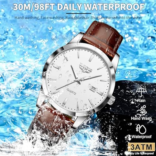 Image of LIGE Fashion Mans Wristwatch Date Luminous Dress Watch for Man Stylish Waterproof Quartz Wrist Watch Stylish Leather Watches for Men