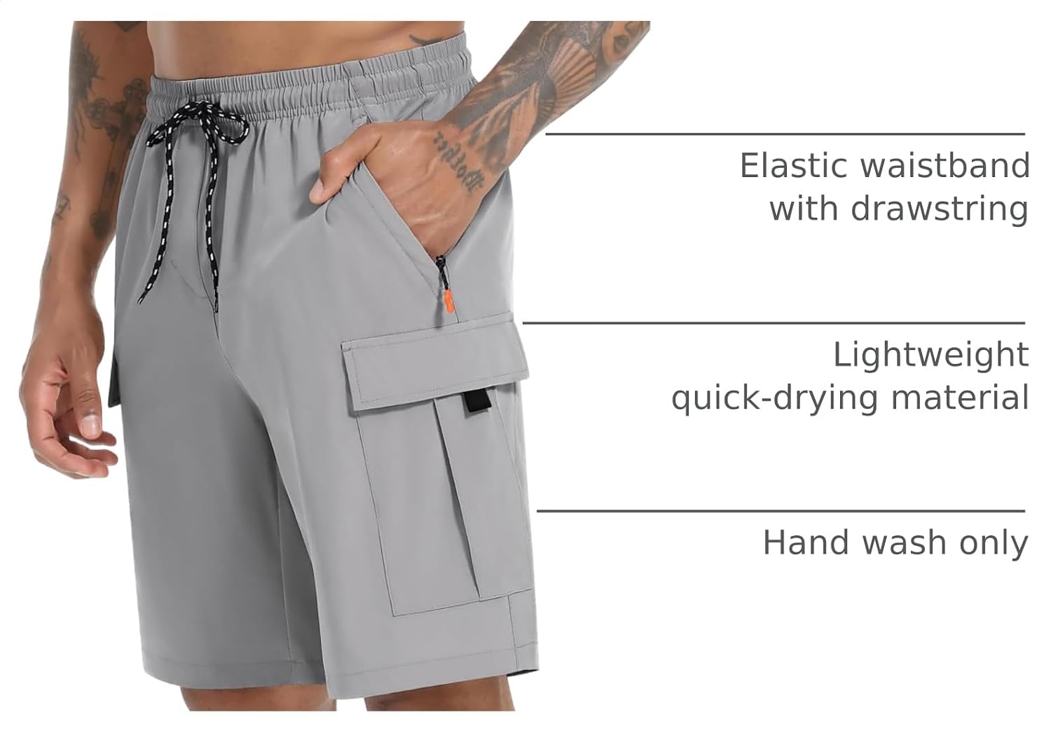 Men's Cargo Shorts Quick Dry Lightweight Stretch Hiking Shorts for Men with 5 Pockets No Lining thumbnail