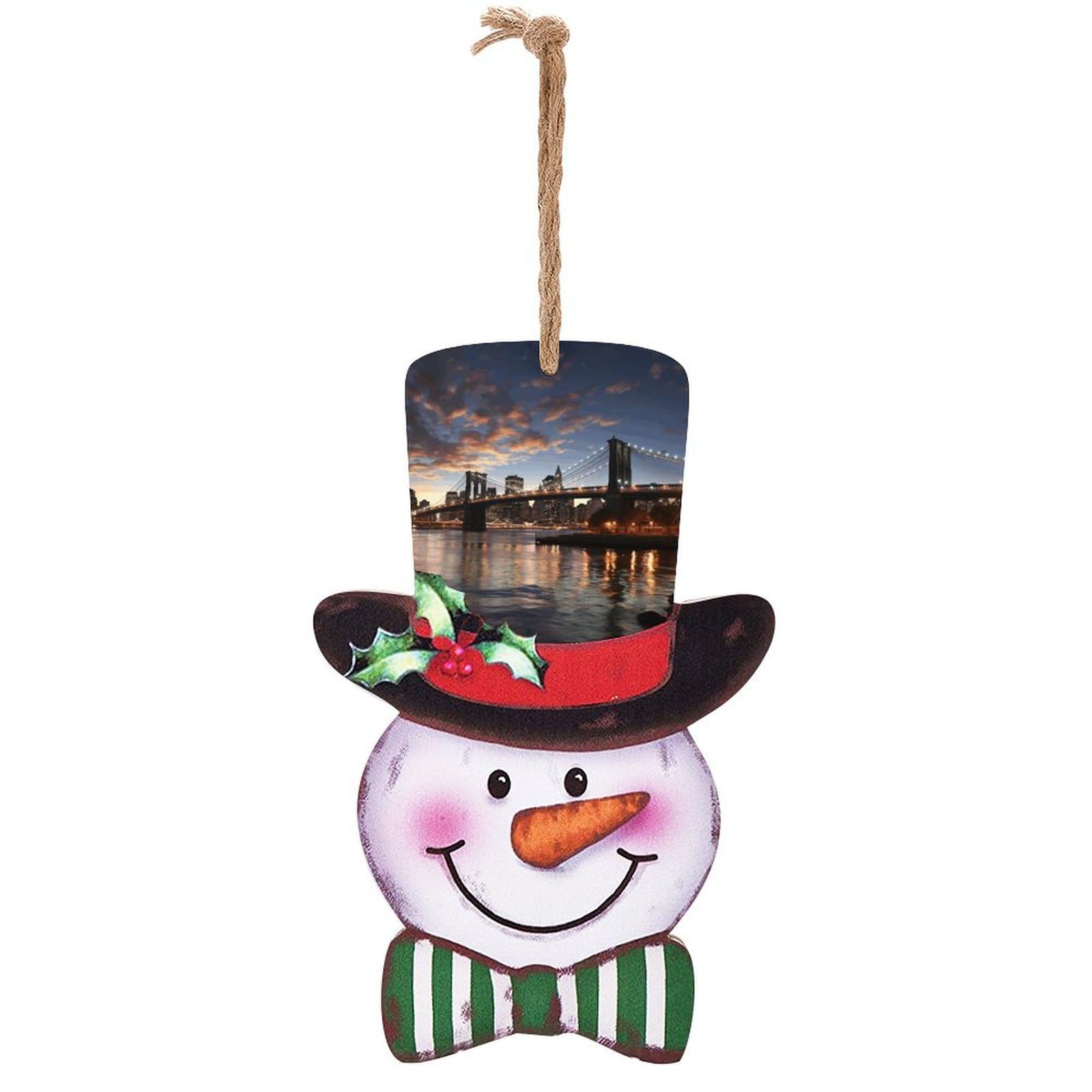 Plaque en bois bonhomme de neige de Noël pour panneau décoratif de porte suspendu