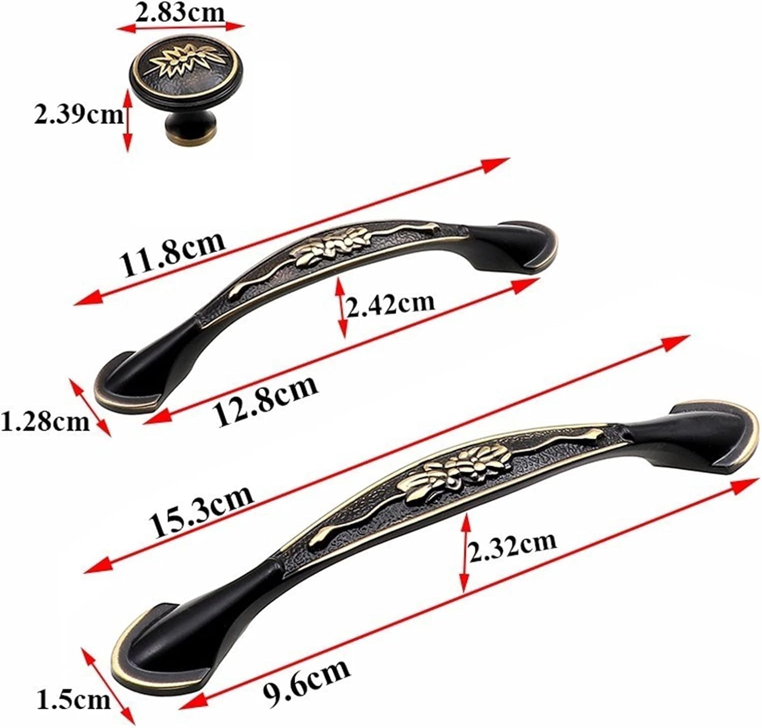 Black Brass Brushed Gold Copper Color Handle Cabinet Drawer Pull Knob Door Pull Artistical Furniture Hardware 1Pcs (Color : 8004-2.83)