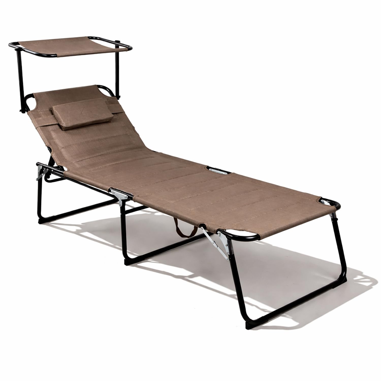 Mojawo XXL Gartenliege Sonnenliege Relaxliege Liege Aluminium mit Kissen gepolstert klappbar Taupe L200xB70xH45/95cm Belastbar bis 150kg