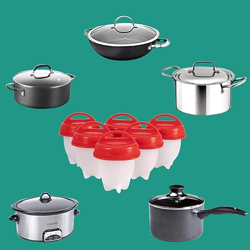 Miniatura 7 de Huevo de silicona, cocido duro huevo Maker 6 piezas de silicona cazadores furtivos de huevo, olla de huevo hervido sin cáscara, sin BPA,