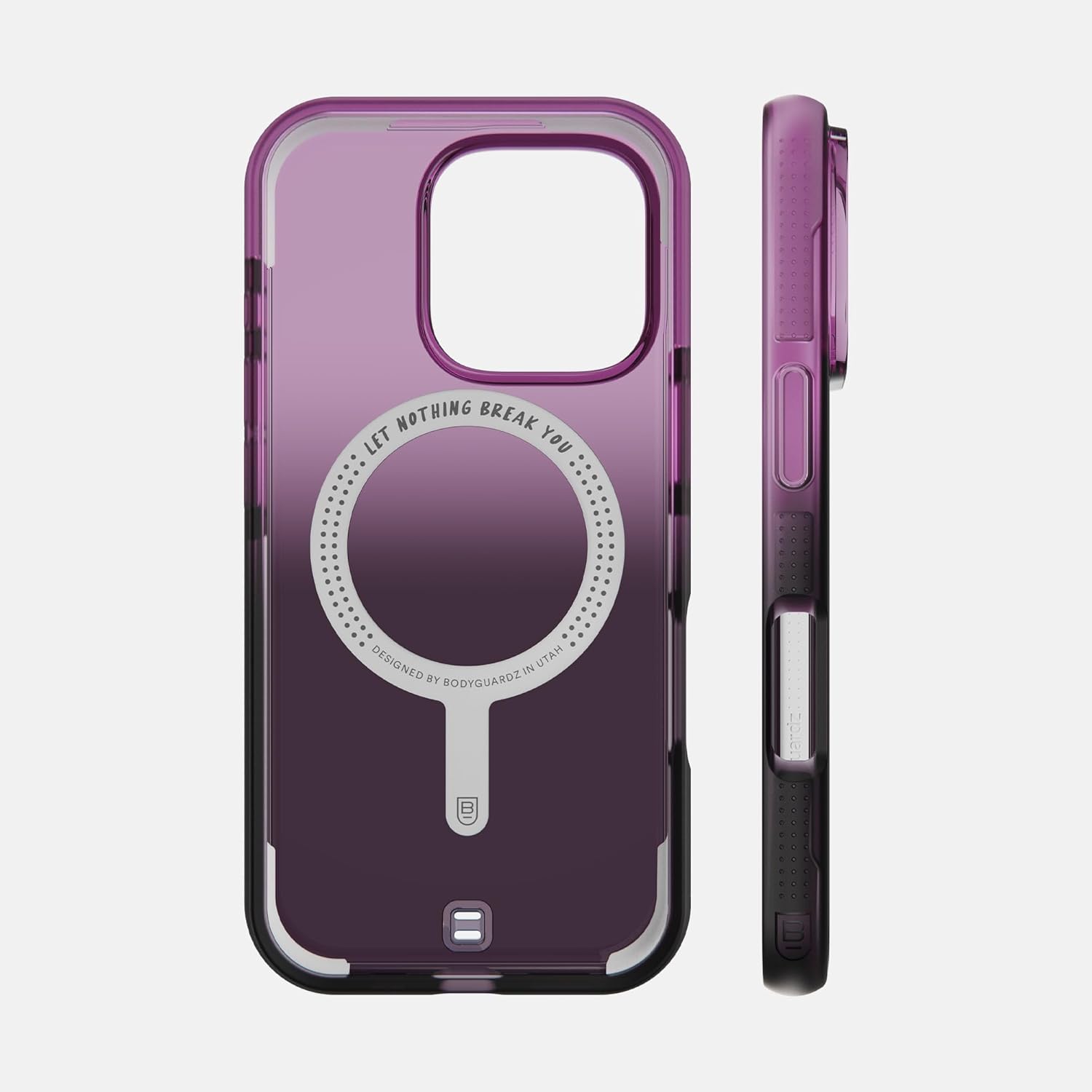 BodyGuardz Ace Pro Compatible with iPhone 16 Pro Case - Shockproof Cover with 18FT Drop Tested - Compatible with MagSafe - Wireless Charging - Responsive Buttons - Orange/Ombre (Purple)