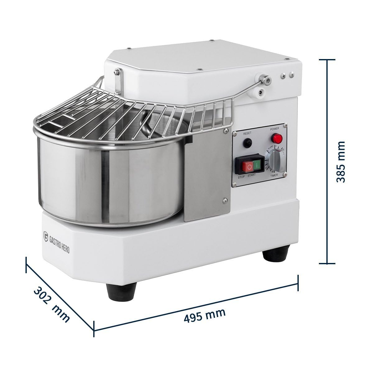 GastroHero Teigknetmaschine 8 L I Knetmaschine Pizzateig für Gastronomie I Spiralteigmaschine mit Timer I Knetmaschine Brotteig I Teigrührmaschine