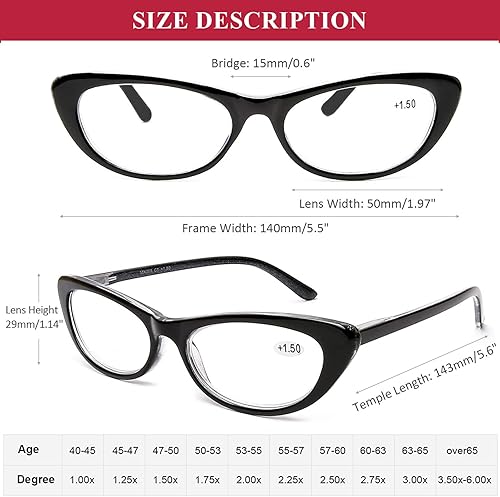 Miniatura 2 de AQWANO Paquete de 4 lentes de lectura con bloqueo de luz azul para mujer, diseño de moda, ojo de gato, lector de computadora, filtro de rayos UV y