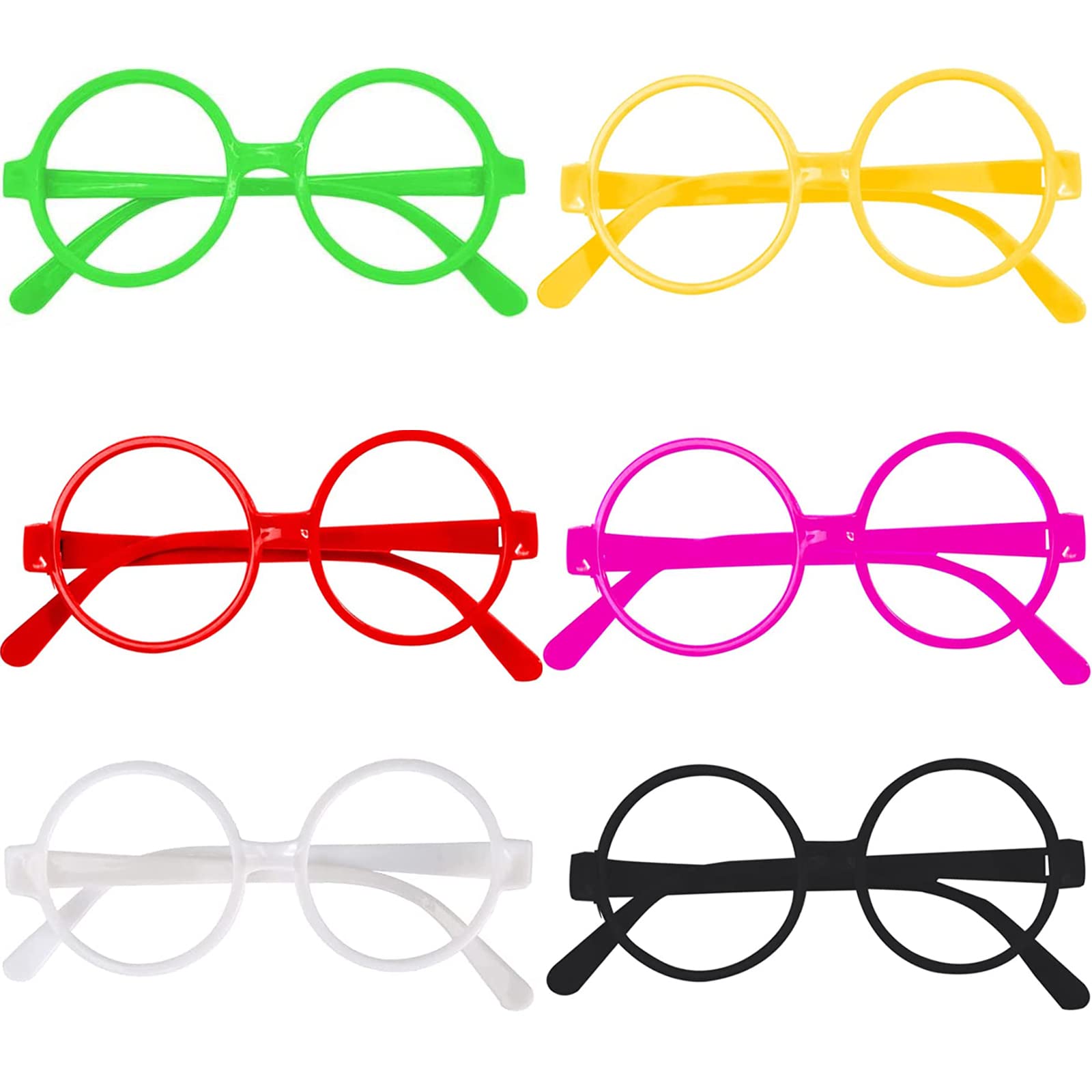 BOZILY 6 Pcs Kids Children Plastic Round Novelty Wizard Glasses, No Lenses, Dressup Glasses, Frame for Kids Adult Fancy Dress Costume Cosplay Party